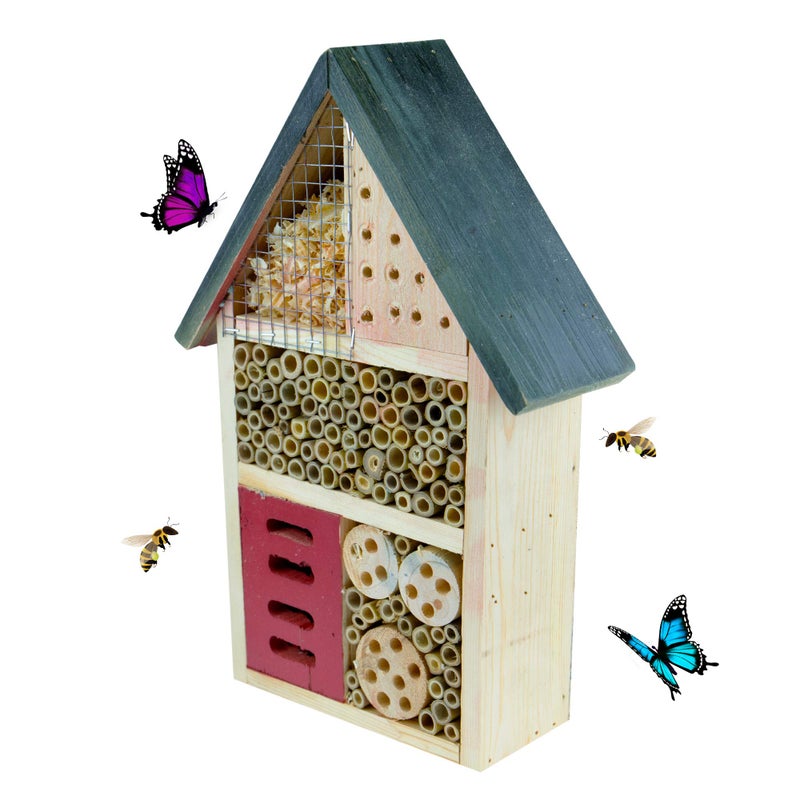 CLEVER GARDEN بيت الحشرات الخشبي الذكي للحديقة، موطن طبيعي للحشرات يجذب النحل، والفراشات، والخنافس، والمزيد، متوسط - Image 1